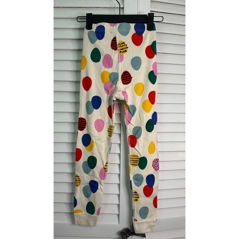 Hanna Andersson Size 120 6-7 Ivory Colorful Easter Egg Print Organic Pajamas LJs